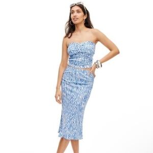DVF X Target A-Line Sea Twig Blue Top Midi Skirt Set